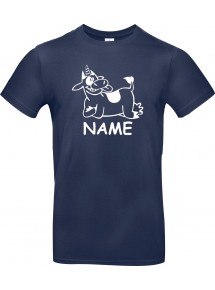 Kinder-Shirt lustige Tiere mit Wunschnamen Einhornkuh, Einhorn, Kuh , blau, 104