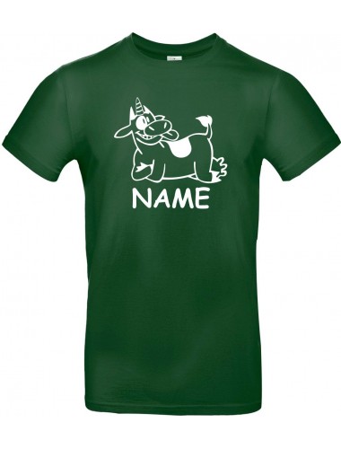 Kinder-Shirt lustige Tiere mit Wunschnamen Einhornkuh, Einhorn, Kuh , dunkelgruen, 104