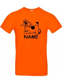 Kinder-Shirt lustige Tiere mit Wunschnamen Einhornkuh, Einhorn, Kuh , orange, 104