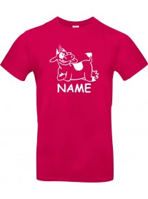 Kinder-Shirt lustige Tiere mit Wunschnamen Einhornkuh, Einhorn, Kuh , pink, 104