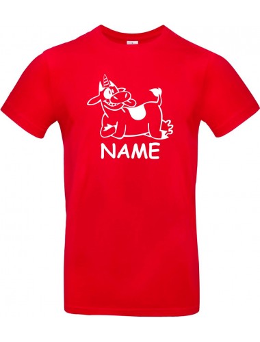 Kinder-Shirt lustige Tiere mit Wunschnamen Einhornkuh, Einhorn, Kuh , rot, 104