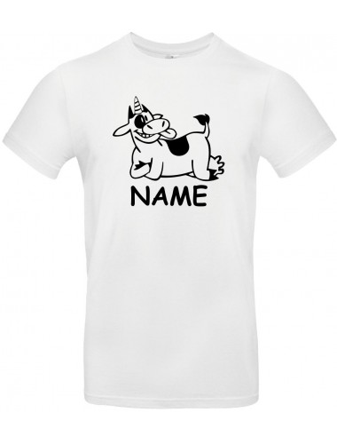 Kinder-Shirt lustige Tiere mit Wunschnamen Einhornkuh, Einhorn, Kuh , weiss, 104