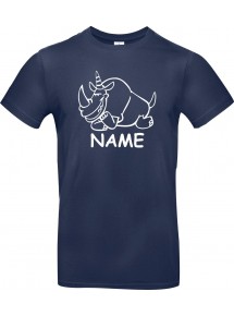 Kinder-Shirt lustige Tiere mit Wunschnamen Einhornnashorn, Einhorn, Nashorn, blau, 104