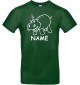 Kinder-Shirt lustige Tiere mit Wunschnamen Einhornnilpferd, Einhorn, Nilpferd, dunkelgruen, 104