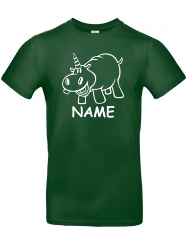 Kinder-Shirt lustige Tiere mit Wunschnamen Einhornnilpferd, Einhorn, Nilpferd, dunkelgruen, 104