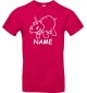 Kinder-Shirt lustige Tiere mit Wunschnamen Einhornnilpferd, Einhorn, Nilpferd, pink, 104