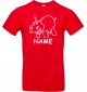 Kinder-Shirt lustige Tiere mit Wunschnamen Einhornnilpferd, Einhorn, Nilpferd, rot, 104