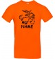 Kinder-Shirt lustige Tiere mit Wunschnamen Einhornziege, Einhorn, Ziege, orange, 104