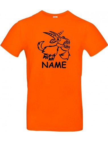 Kinder-Shirt lustige Tiere mit Wunschnamen Einhornziege, Einhorn, Ziege, orange, 104