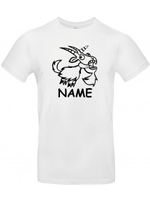 Kinder-Shirt lustige Tiere mit Wunschnamen Einhornziege, Einhorn, Ziege, weiss, 104