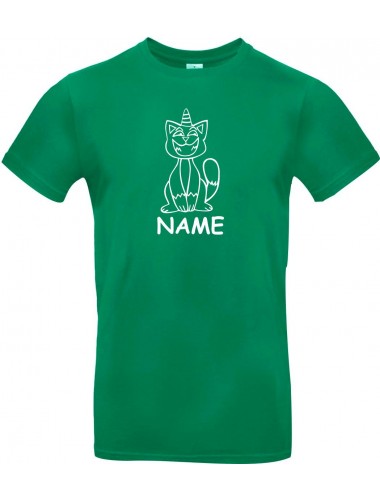 Kinder-Shirt lustige Tiere mit Wunschnamen Einhornkatze, Einhorn, Katze, kellygreen, 104