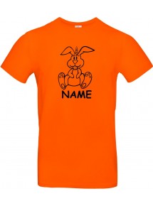 Kinder-Shirt lustige Tiere mit Wunschnamen Einhornhase, Einhorn, Hase, orange, 104