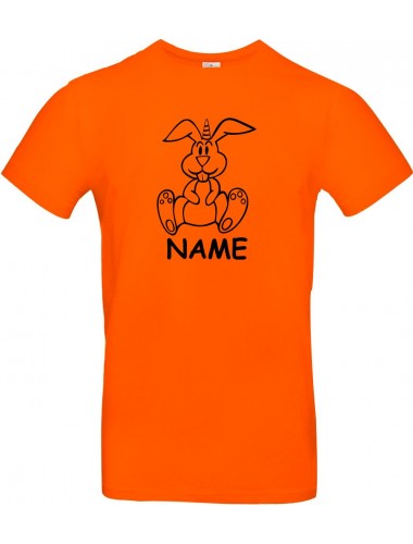 Kinder-Shirt lustige Tiere mit Wunschnamen Einhornhase, Einhorn, Hase, orange, 104