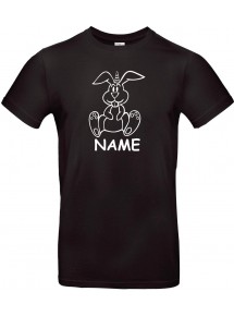 Kinder-Shirt lustige Tiere mit Wunschnamen Einhornhase, Einhorn, Hase, schwarz, 104