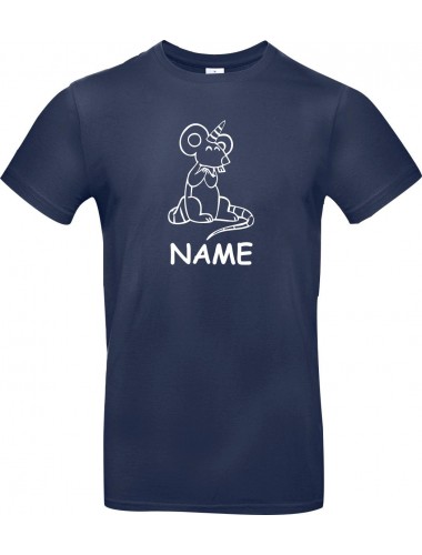 Kinder-Shirt lustige Tiere mit Wunschnamen Einhorn Maus , Einhorn, Maus  blau, 104