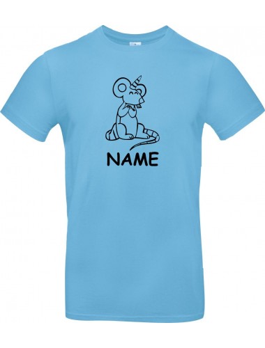 Kinder-Shirt lustige Tiere mit Wunschnamen Einhorn Maus , Einhorn, Maus  hellblau, 104