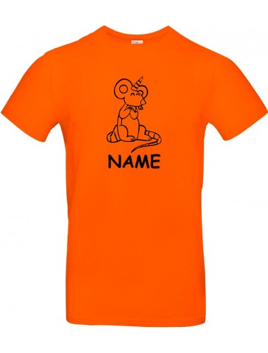 Kinder-Shirt lustige Tiere mit Wunschnamen Einhorn Maus , Einhorn, Maus  orange, 104