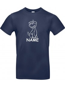 Kinder-Shirt lustige Tiere mit Wunschnamen Einhornhund, Einhorn, Hund, blau, 104