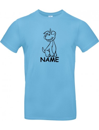 Kinder-Shirt lustige Tiere mit Wunschnamen Einhornhund, Einhorn, Hund, hellblau, 104