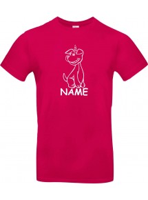 Kinder-Shirt lustige Tiere mit Wunschnamen Einhornhund, Einhorn, Hund, pink, 104