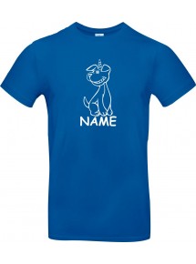 Kinder-Shirt lustige Tiere mit Wunschnamen Einhornhund, Einhorn, Hund, royalblau, 104