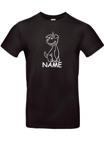 Kinder-Shirt lustige Tiere mit Wunschnamen Einhornhund, Einhorn, Hund, schwarz, 104