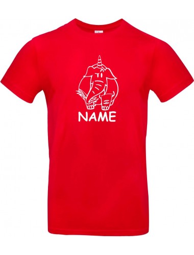 Kinder-Shirt lustige Tiere mit Wunschnamen Einhornelefant, Einhorn, Elefant rot, 104