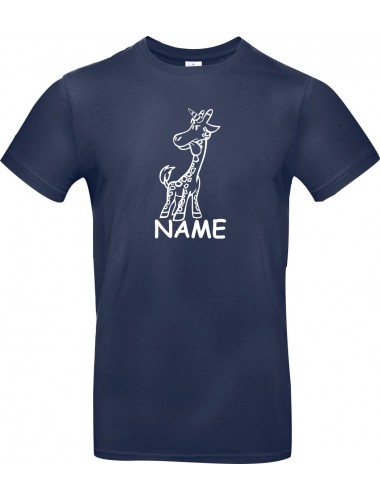 Kinder-Shirt lustige Tiere mit Wunschnamen Einhorngiraffe, Einhorn, Giraffe, blau, 104