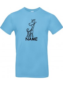 Kinder-Shirt lustige Tiere mit Wunschnamen Einhorngiraffe, Einhorn, Giraffe, hellblau, 104
