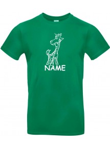 Kinder-Shirt lustige Tiere mit Wunschnamen Einhorngiraffe, Einhorn, Giraffe, kellygreen, 104
