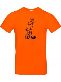 Kinder-Shirt lustige Tiere mit Wunschnamen Einhorngiraffe, Einhorn, Giraffe, orange, 104