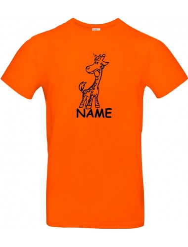Kinder-Shirt lustige Tiere mit Wunschnamen Einhorngiraffe, Einhorn, Giraffe, orange, 104