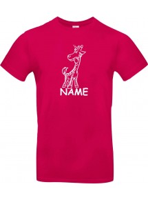 Kinder-Shirt lustige Tiere mit Wunschnamen Einhorngiraffe, Einhorn, Giraffe, pink, 104