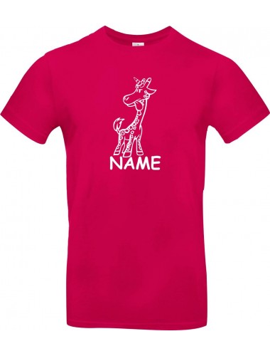 Kinder-Shirt lustige Tiere mit Wunschnamen Einhorngiraffe, Einhorn, Giraffe, pink, 104