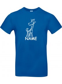 Kinder-Shirt lustige Tiere mit Wunschnamen Einhorngiraffe, Einhorn, Giraffe, royalblau, 104