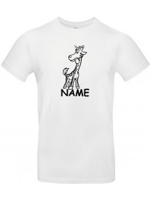 Kinder-Shirt lustige Tiere mit Wunschnamen Einhorngiraffe, Einhorn, Giraffe, weiss, 104