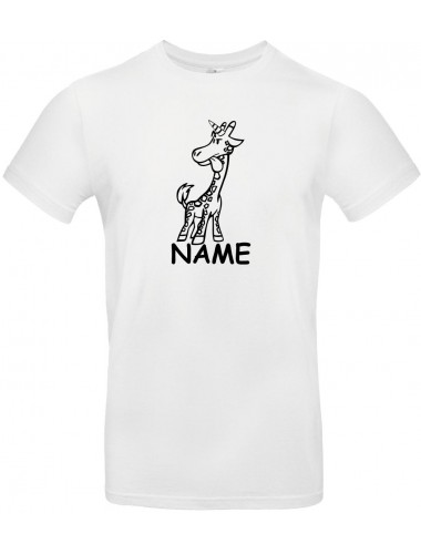Kinder-Shirt lustige Tiere mit Wunschnamen Einhorngiraffe, Einhorn, Giraffe, weiss, 104
