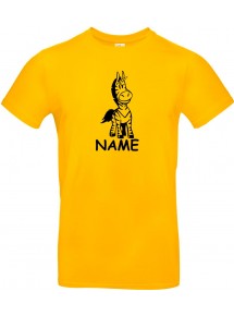 Kinder-Shirt lustige Tiere mit Wunschnamen Einhornzebra, Einhorn, Zebra, gelb, 104