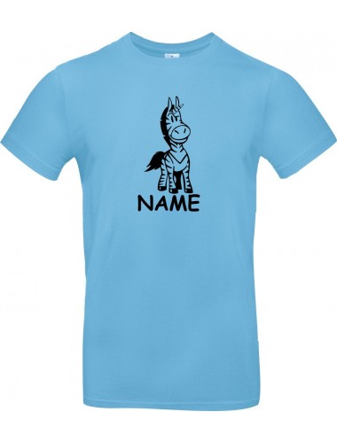 Kinder-Shirt lustige Tiere mit Wunschnamen Einhornzebra, Einhorn, Zebra, hellblau, 104