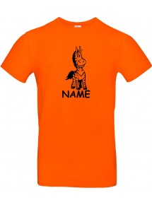 Kinder-Shirt lustige Tiere mit Wunschnamen Einhornzebra, Einhorn, Zebra, orange, 104