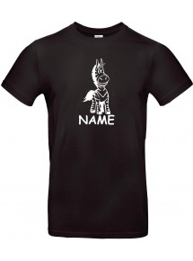 Kinder-Shirt lustige Tiere mit Wunschnamen Einhornzebra, Einhorn, Zebra, schwarz, 104