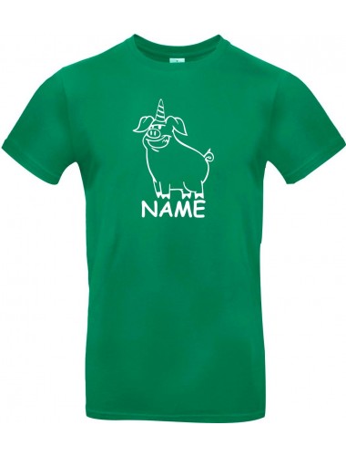 Kinder-Shirt lustige Tiere mit Wunschnamen Einhornschwein, Einhorn, Schwein, Ferkel, kellygreen, 104