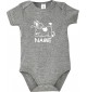 Baby Body lustige Tiere mit Wunschnamen Einhornkuh, Einhorn, Kuh , grau, 12-18 Monate
