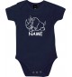 Baby Body lustige Tiere mit Wunschnamen Einhornnashorn, Einhorn, Nashorn, blau, 12-18 Monate