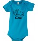 Baby Body lustige Tiere mit Wunschnamen Einhornnashorn, Einhorn, Nashorn, hellblau, 12-18 Monate