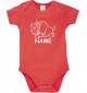 Baby Body lustige Tiere mit Wunschnamen Einhornnashorn, Einhorn, Nashorn, rot, 12-18 Monate
