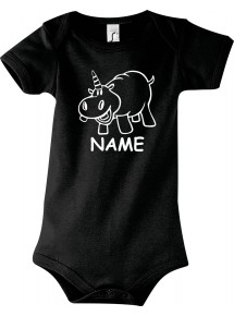 Baby Body lustige Tiere mit Wunschnamen Einhornnilpferd, Einhorn, Nilpferd