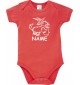 Baby Body lustige Tiere mit Wunschnamen Einhornziege, Einhorn, Ziege, rot, 12-18 Monate