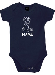 Baby Body lustige Tiere mit Wunschnamen Einhorn Maus , Einhorn, Maus  blau, 12-18 Monate