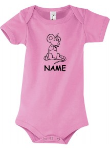 Baby Body lustige Tiere mit Wunschnamen Einhorn Maus , Einhorn, Maus  rosa, 12-18 Monate